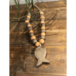 collier faïence brut poisson ( brun / terracotta )